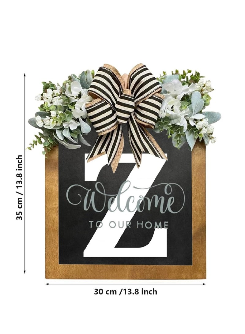 Bluejw Welcome Sign Creative Bowknot Letter Wreath In Front Of The Door Outdoor Decoration Props For The Courtyard 30x35CM - Image 2