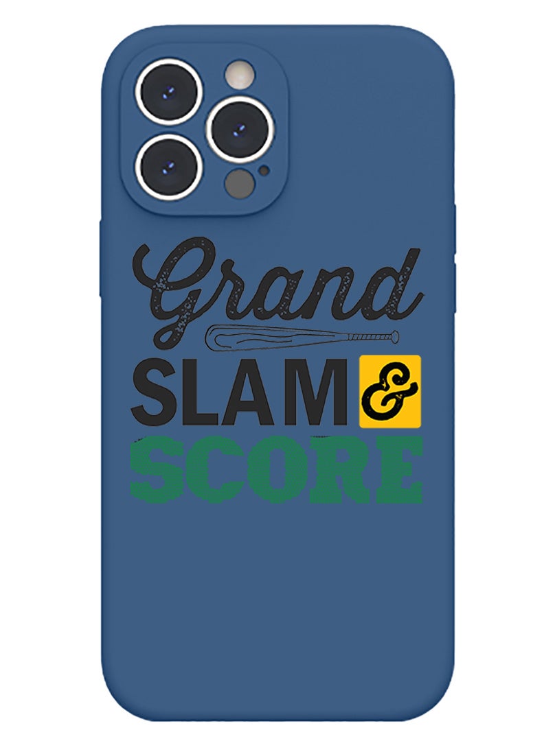 Theodor Protective Slim Fit Case Liquid Silicone Cover with Full Body Protection Anti-Scratch Shockproof Case For iPhone 13 Pro Max Blue  - Grand slam & score copy - Image 1