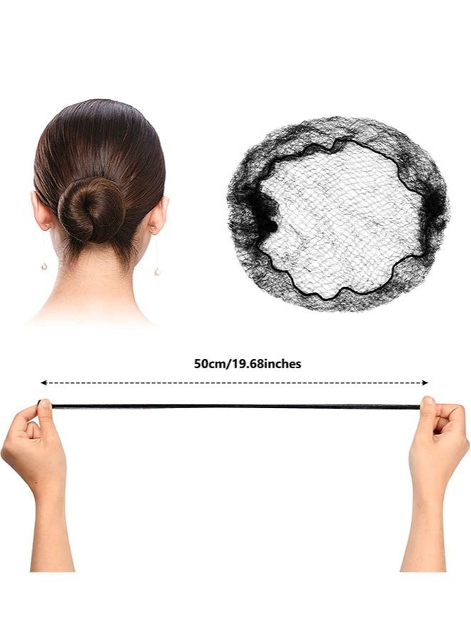 20 PCS Bun Hair Nets, Invisible Bun Hair Nets, 50cm Elastic Headbands, for Women, Girls, Ballet Dance (Black)  - Image 2