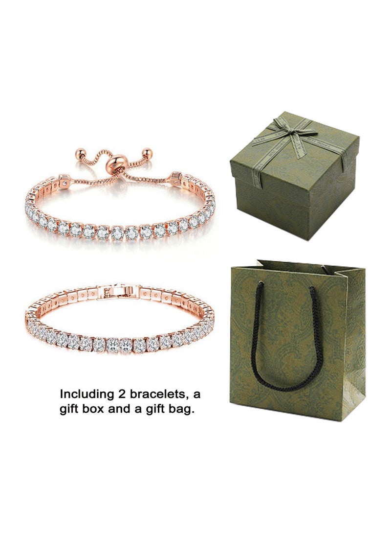 Sparkling Tennis Bracelet Set for Women/Girls,2-Piece Gift Box For Birthday Valentine's Day Anniversary - Image 1