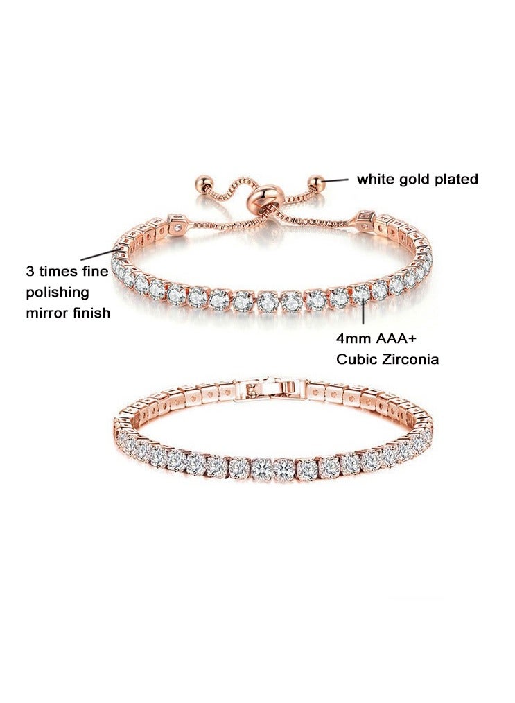 Sparkling Tennis Bracelet Set for Women/Girls,2-Piece Gift Box For Birthday Valentine's Day Anniversary - Image 3