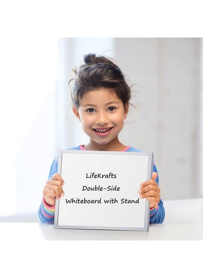 Lifekrafts Lifekrafts Aluminum Small/Mini Double-Sided Whiteboard With Stand,Tabletop Portable Easel Board For Kids And Adults,Great For Schools,Home,Office,Planning,Etc.(12X10In)/(1X0.83 Feet)2Pens,1Eraser.  - Image 2