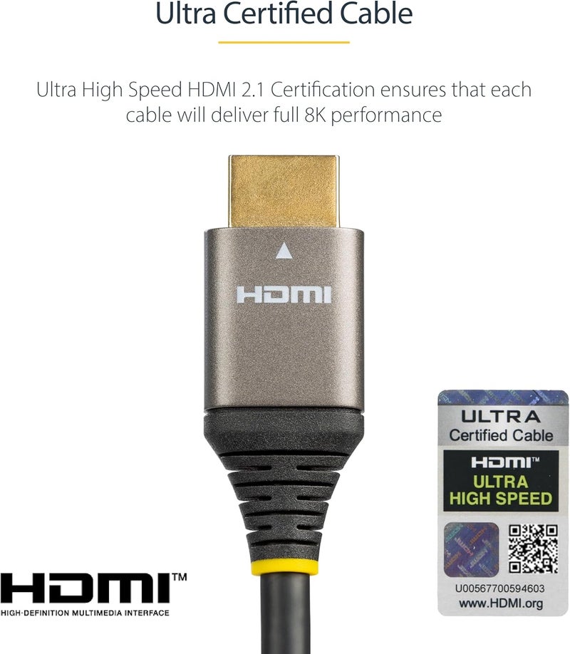 StarTech .com 10ft (3m) HDMI 2.1 Cable - Certified Ultra High Speed - 8K 60Hz/4K 120Hz HDR10+ eARC - HDMI Cable for TV/Monitor/Display - Flexible TPE Jacket (HDMM21V3M) - Image 5