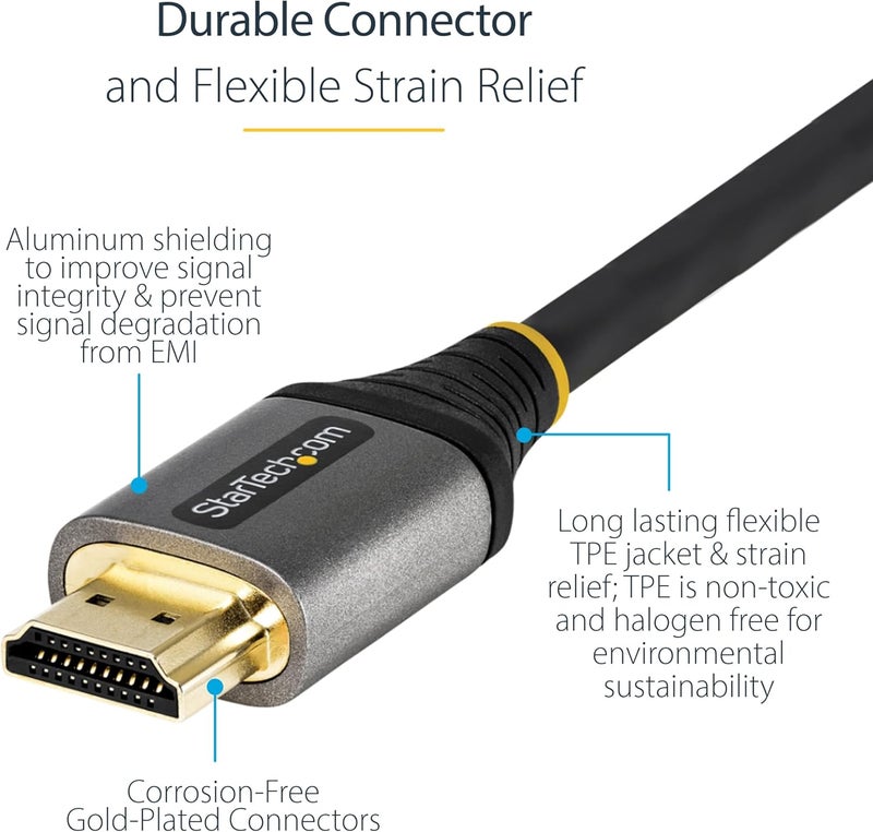 StarTech .com 10ft (3m) HDMI 2.1 Cable - Certified Ultra High Speed - 8K 60Hz/4K 120Hz HDR10+ eARC - HDMI Cable for TV/Monitor/Display - Flexible TPE Jacket (HDMM21V3M) - Image 3