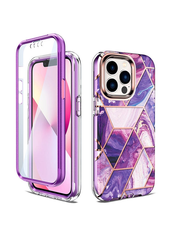 O Ozone Marble Gloss Series Cover for iPhone 13 Pro Case Full-Body Shockproof - Purple  - Image 1