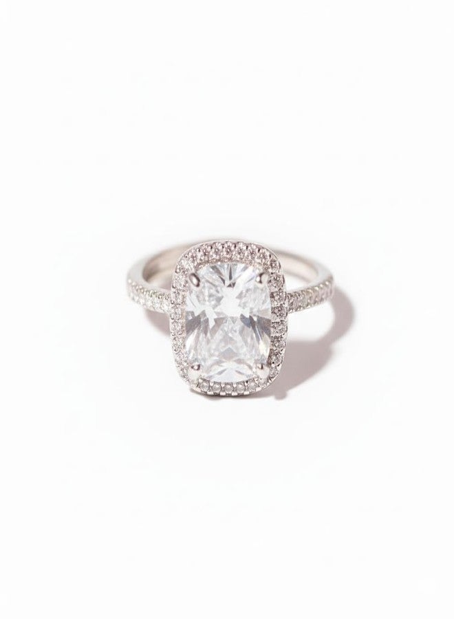 SALTY Anti Tarnish Shimmering Cushion-Cut Finger Ring for Women | Adjustable Fancy Jewellery Design | Latest Fashion Accessories for Girls | Minimal Jewelry | Marriage, Birthday | Gift for Valentine Day - Image 1