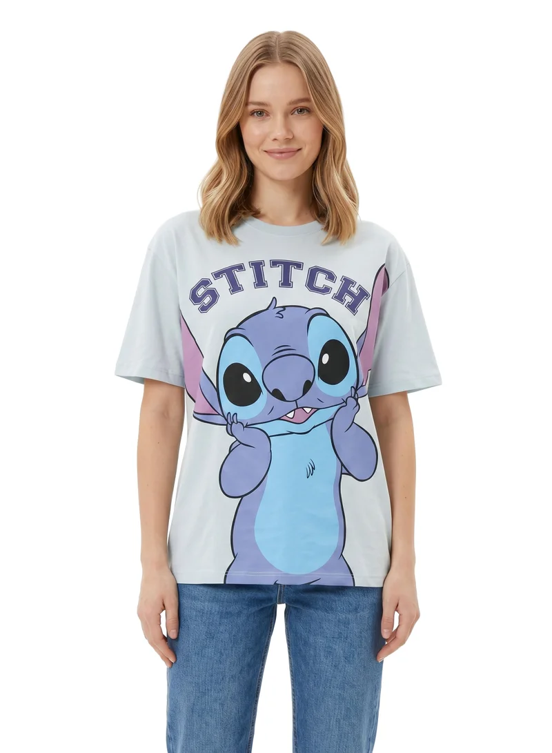 Disney Disney Stitch Women’s Oversized Drop Shoulder Graphic T-Shirt – Casual Relaxed Fit Tee