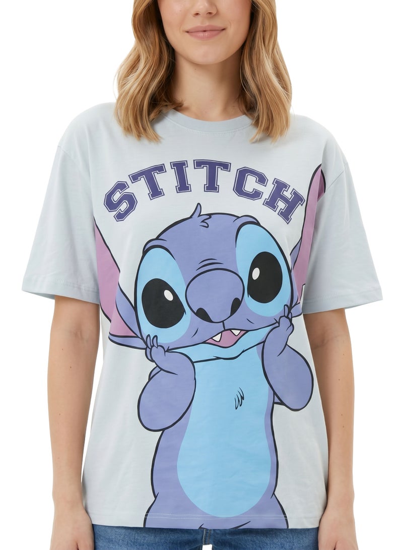 Disney Stitch Women’s Oversized Drop Shoulder Graphic T-Shirt – Casual Relaxed Fit Tee - Image 3