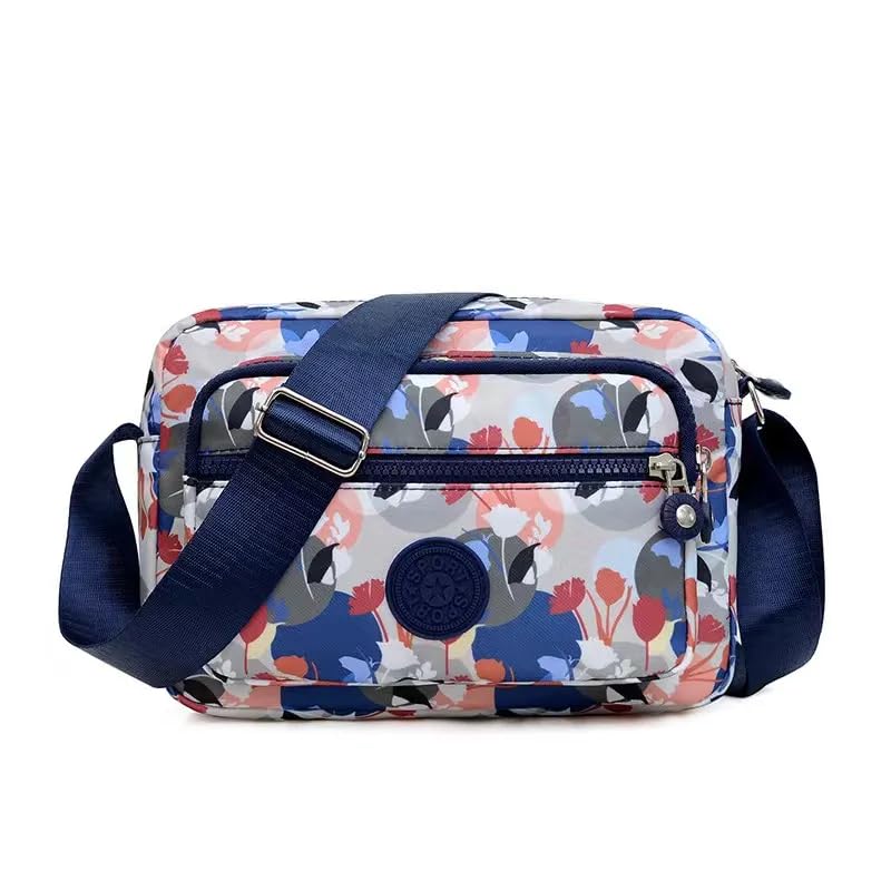 Crossbody Purse for Women, Nylon Waterproof Shoulder Purse, Messenger and travelling Bag Lightweight, Long Strap (Blue, Pack of 1)