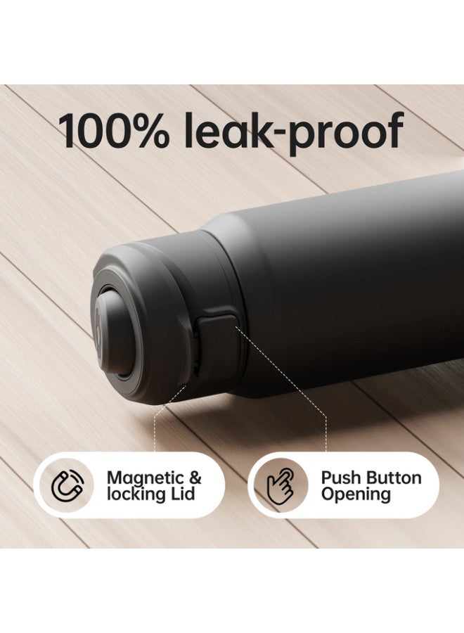 FjBottle Insulated Magnetic Water Bottle - Reusable Stainless Steel Bottle with MagSafe Compatible Phone Holder - Keeps Cold for 24 Hours - Perfect for Gym, Sports, and Travel - Black 32oz - Image 4