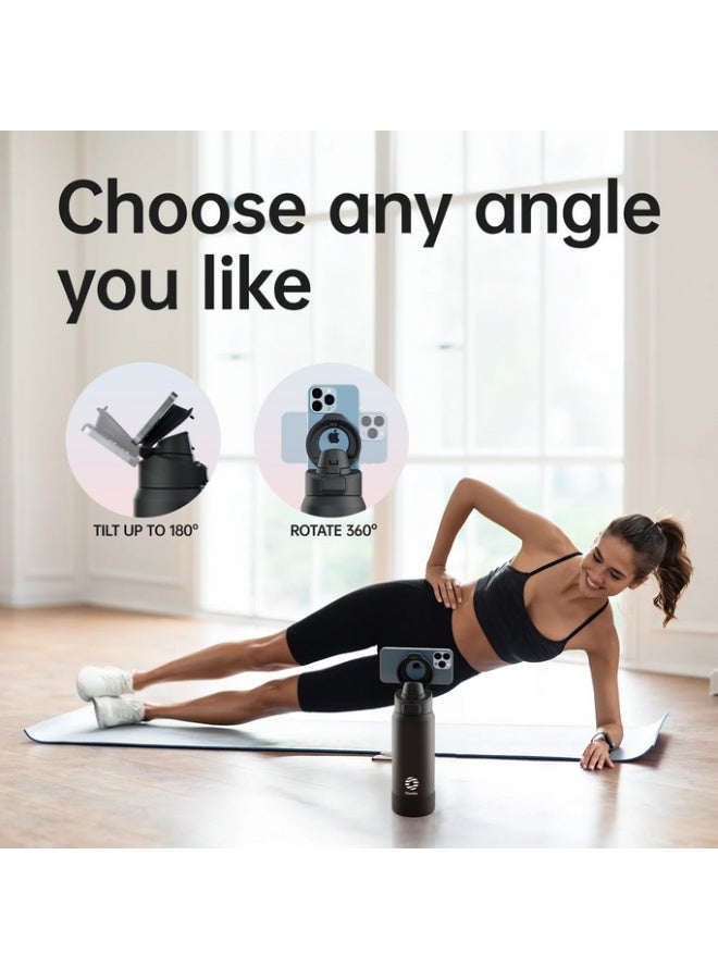 FjBottle Insulated Magnetic Water Bottle - Reusable Stainless Steel Bottle with MagSafe Compatible Phone Holder - Keeps Cold for 24 Hours - Perfect for Gym, Sports, and Travel - Black 32oz - Image 3
