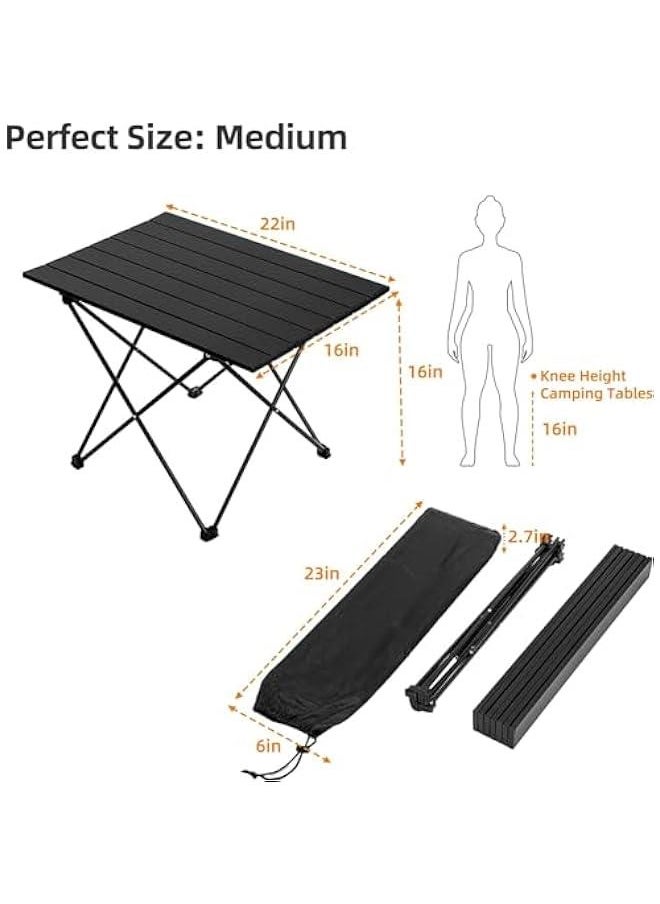 Camping Side Table,Folding Portable Camping Table, Foldable Camping Tables with Carry Bag, Portable Aluminum Table for Hiking,Picnic,BBQ,Travel, Beach Table(Medium)