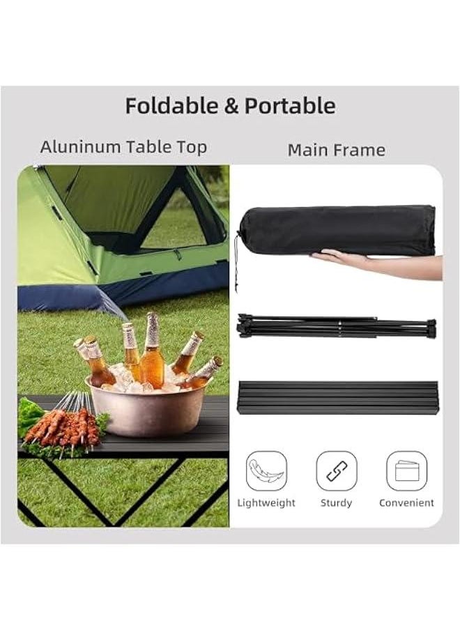 Camping Side Table,Folding Portable Camping Table, Foldable Camping Tables with Carry Bag, Portable Aluminum Table for Hiking,Picnic,BBQ,Travel, Beach Table(Medium)