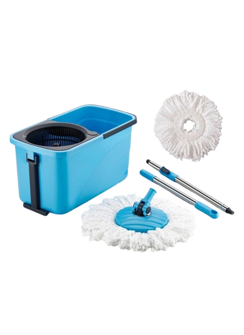 sulfar Sulfar Spin Bucket Mop Set with Plastic Wringer and Auto-fold Handle, Blue, (1 Extra Refill)  - Image 1
