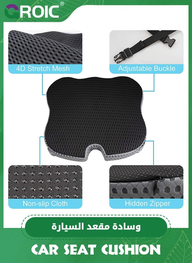 GROIC Car Seat Cushions,Memory Foam Pillow,Car Coccyx Seat Cushion Pad for Sciatica Tailbone Pain Relief, Wedge Booster Seat Cushion,Car Cushions for Hip Pain Relief,Sciatica Pain Relief Pillow - Image 3