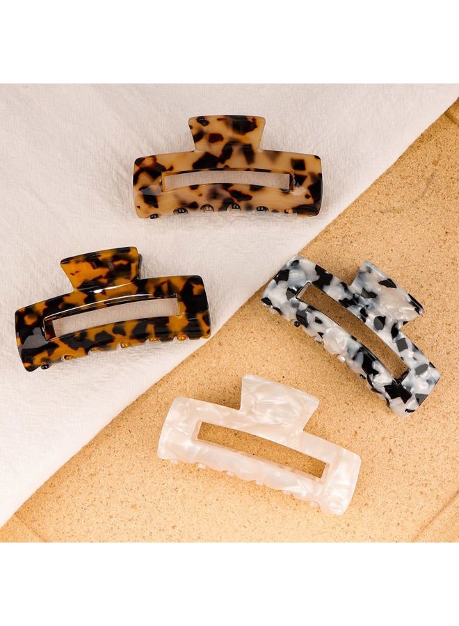 MagicSky 4PCS Hair Claw Clips, Acrylic Hair Banana Barrettes, Celluloid French Butterfly Jaw Clips,Tortoise Shell Grip Pin Teeth Clamp -Leopard print Stylish Hair Accessories for Women Girls,Long Size - Image 4
