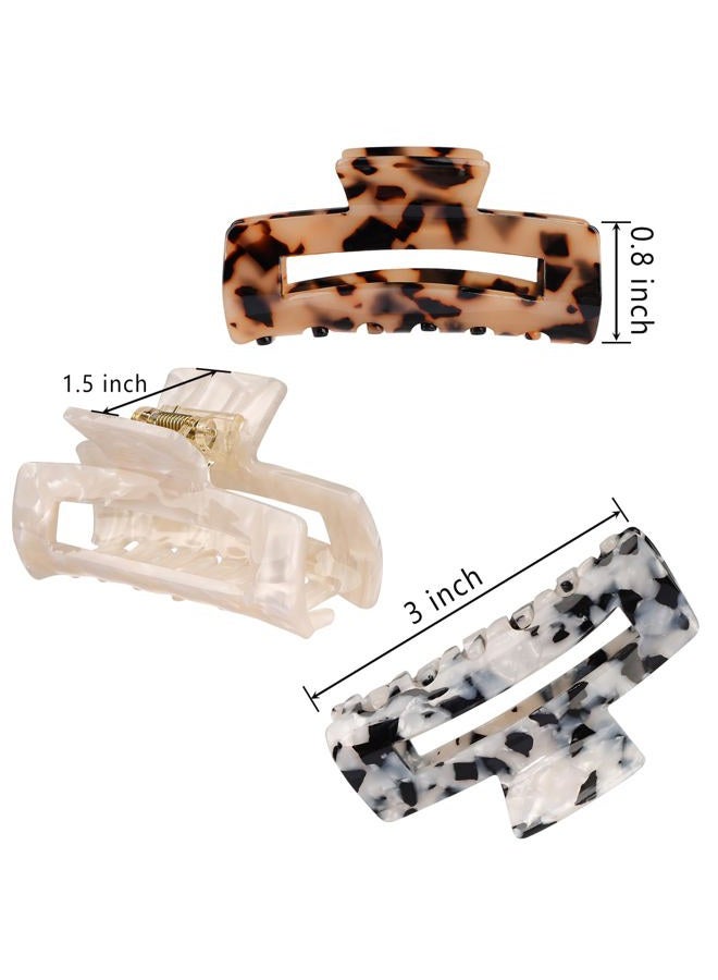 MagicSky 4PCS Hair Claw Clips, Acrylic Hair Banana Barrettes, Celluloid French Butterfly Jaw Clips,Tortoise Shell Grip Pin Teeth Clamp -Leopard print Stylish Hair Accessories for Women Girls,Long Size - Image 2