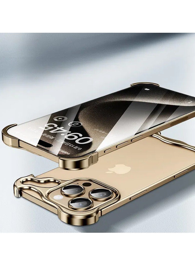 اي فون 16ProMax / 16Pro فرملس حالة معدنية رقيقة الحافة الصلبة مقاومة للصدمات رقيقة جدا للرجال والنساء حالة الألومنيوم الحد الأدنى - Image 3