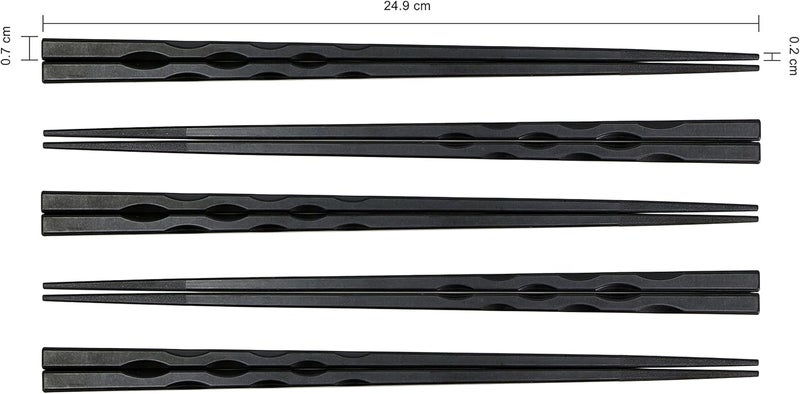 Exzact Chopsticks Set Luxury Fibreglass Japanese Style - 5 Pairs of Reusable Chopsticks in Beautiful Handmade Gifting Box - Heat Resistant Machine Washable Glass Fibre - Black Sea Wave - Image 3
