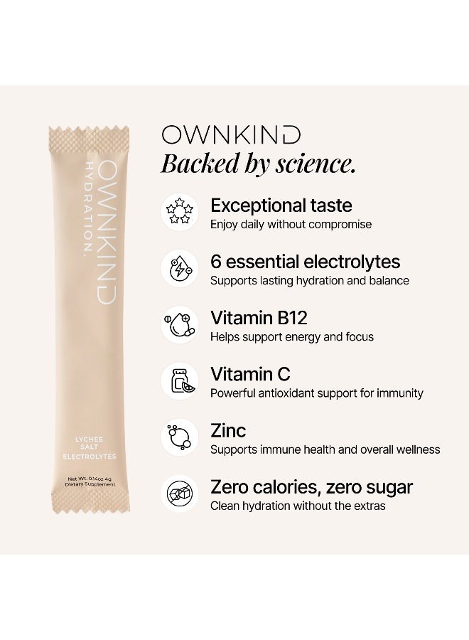 OWNKIND Electrolytes Powder Sachets - Lychee | Zero Sugar, All 6 Electrolytes, Hydration Multiplier w/Essential Minerals, Vitamins, Immune & Metabolic Functions. Vegan, Sugar Free & Gluten Free - Image 2