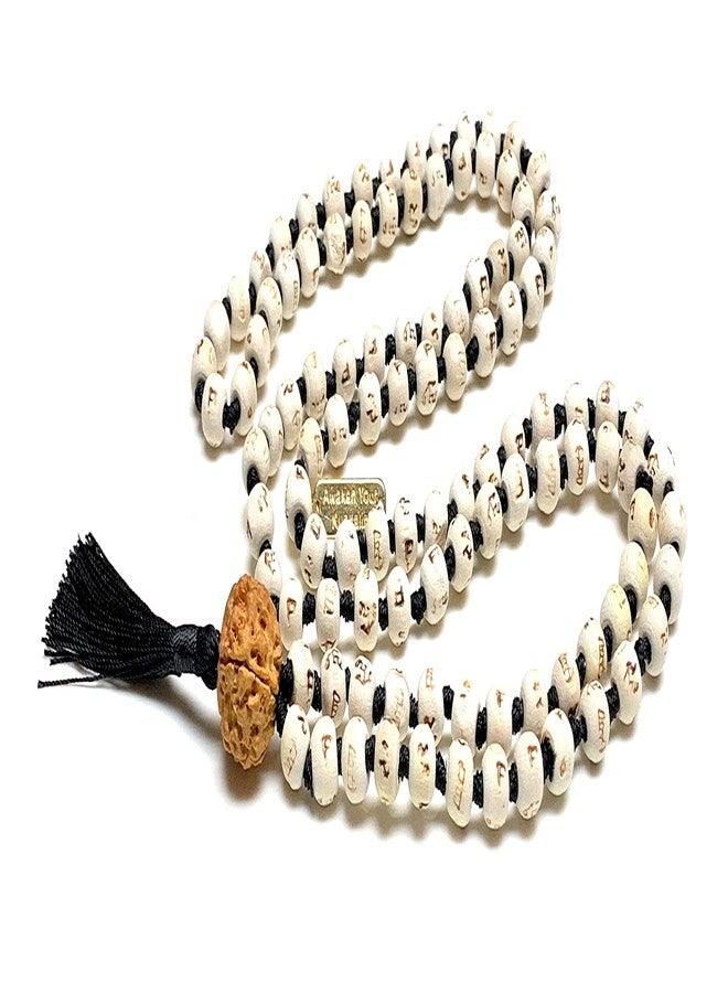AWAKEN YOUR KUNDALINI Tulsi Mala Necklace - 5 Mukhi Rudraksha, Hand-knotted 108 Beads - Image 5