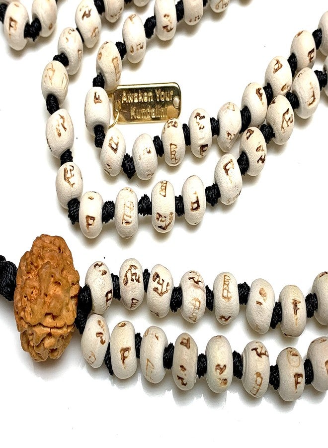AWAKEN YOUR KUNDALINI Tulsi Mala Necklace - 5 Mukhi Rudraksha, Hand-knotted 108 Beads - Image 2