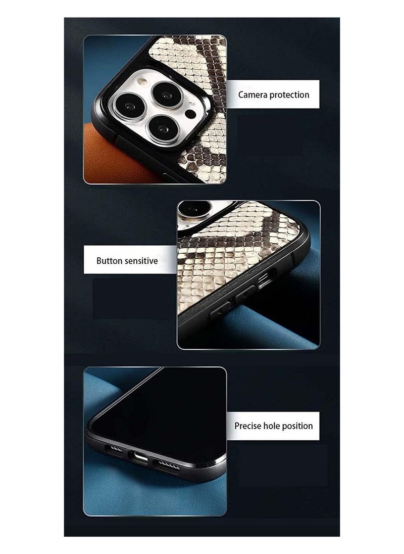 Deluxe python skin back phone case for apple iPhone 15 promax case shockproof and anti-scratch case [Magnetic Wireless Charging]