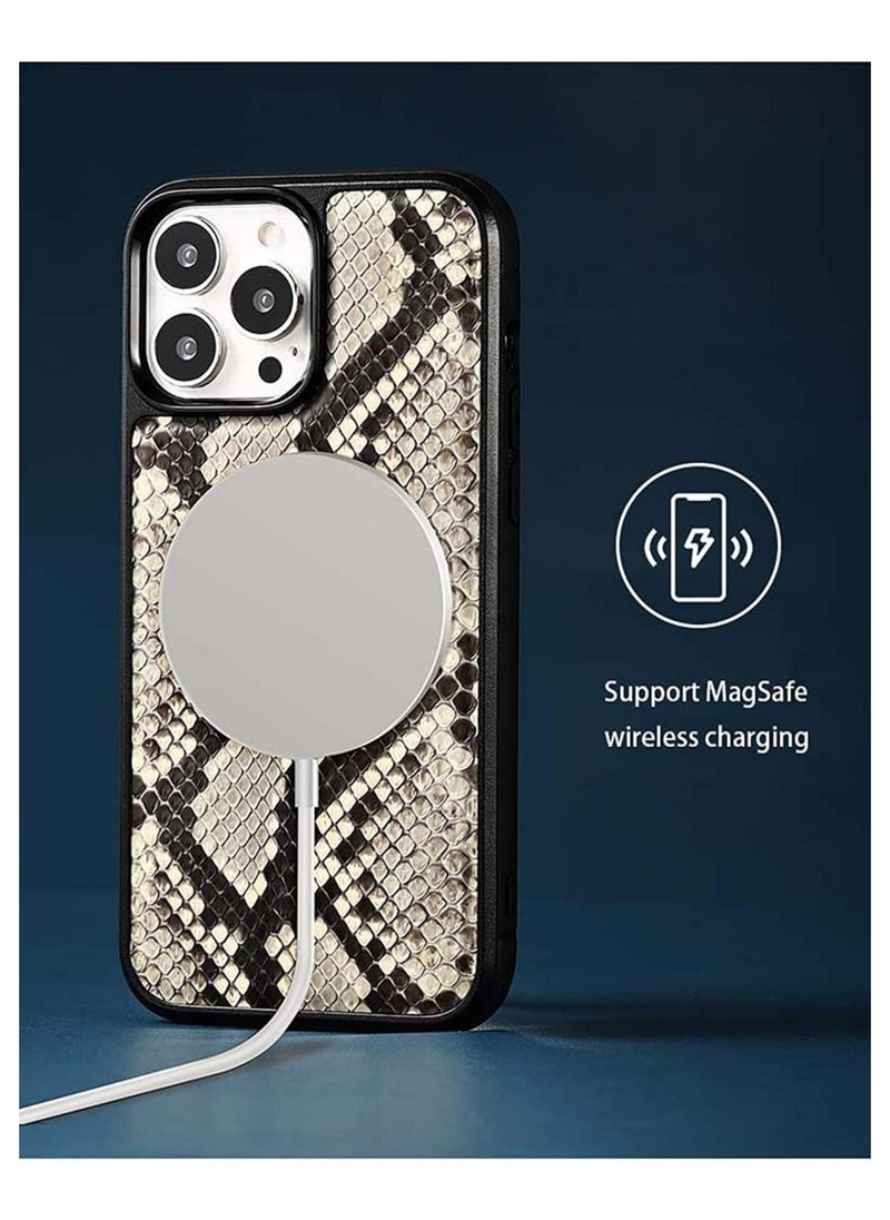 Deluxe python skin back phone case for apple iPhone 15 promax case shockproof and anti-scratch case [Magnetic Wireless Charging]