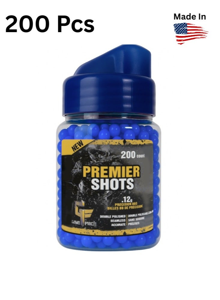 Premier Shots Airsoft BBs Bullets – 200 Count, 0.12g Blue Pellets for Reliable Performance & Easy Loading - Image 1