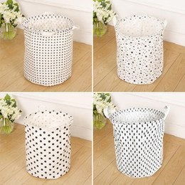 Generic Fabric European Style Round Shape Foldable Open Laundry Bag 42x38cmMulticolourSet of 1 - Image 2