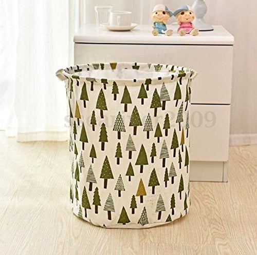 Generic Fabric European Style Round Shape Foldable Open Laundry Bag 42x38cmMulticolourSet of 1 - Image 4