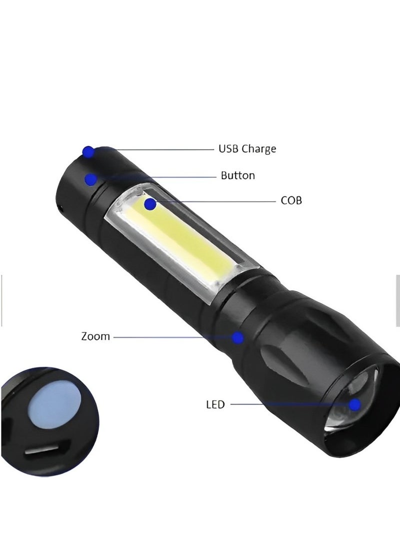 Rechargeable Flashlight Green Plastic Box - Image 2