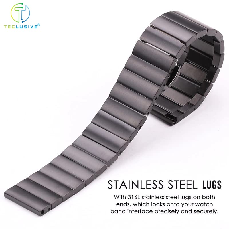 T Teclusive Matt Stainless Steel Metal Chain Strap Band 22mm Compatible for Galaxy Watch 3 45mm | Galaxy Watch 46mm | Gear S3 Frontier | Amazfit Pace Stratos GTR | Fossil Explorist Gen 5 6 (Rose Gold) - Image 3