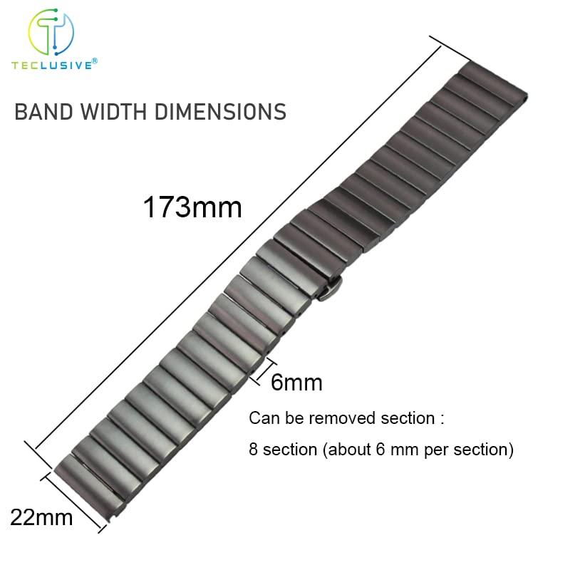 T Teclusive Matt Stainless Steel Metal Chain Strap Band 22mm Compatible for Galaxy Watch 3 45mm | Galaxy Watch 46mm | Gear S3 Frontier | Amazfit Pace Stratos GTR | Fossil Explorist Gen 5 6 (Rose Gold) - Image 5