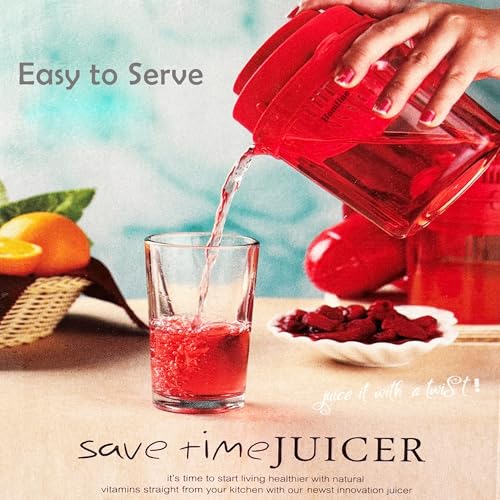 Homfine Hand Juicer Two Way Use, Time Saving, for Citrus Fruits & Vegetables, Orange, Pomegranate, Red, 1 Piece (BPA Free Food Grade Plastic) - Image 4