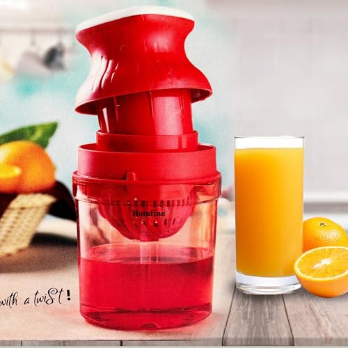 Homfine Hand Juicer Two Way Use, Time Saving, for Citrus Fruits & Vegetables, Orange, Pomegranate, Red, 1 Piece (BPA Free Food Grade Plastic) - Image 1