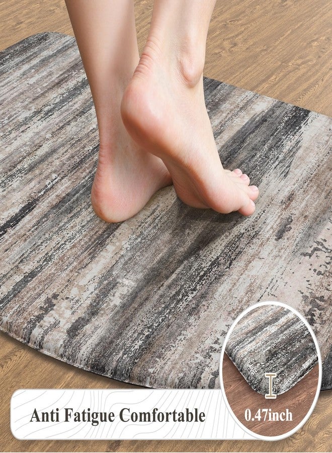 KIMODE Anti Fatigue Kitchen Mats, Black and Grey Half Moon Kitchen Rug, 18"x28" Padded Kitchen Mat for Floor, Comfort Foam Standing Desk Mat, Cushioned Kitchen Mats for Floor for Laundry Office Sink - Image 3