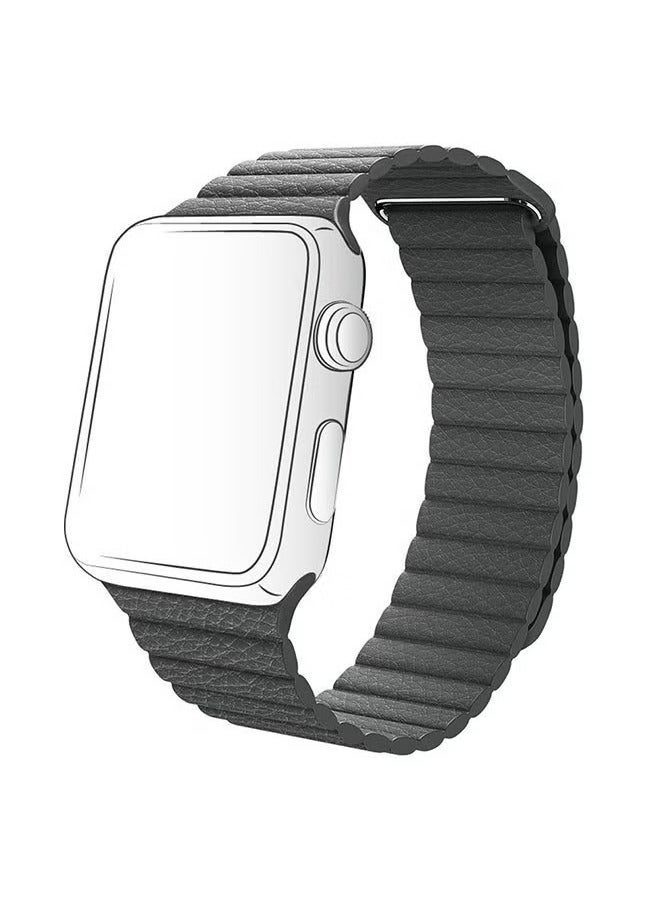 vesus Leather Replacement Band For Apple Watch 41mm/40mm/38mm Grey