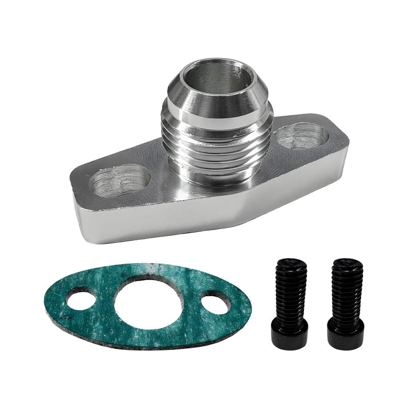 MUQIDA AN10 Turbo Oil Return Drain Flange Adapter Aluminum Turbo 10AN Male Flange wGasket Bolts Leak Proof Turbo Oil Feed Line Adapter for T3 T4 GT28 GT30 GT35 T25 Turbocharger - Image 3