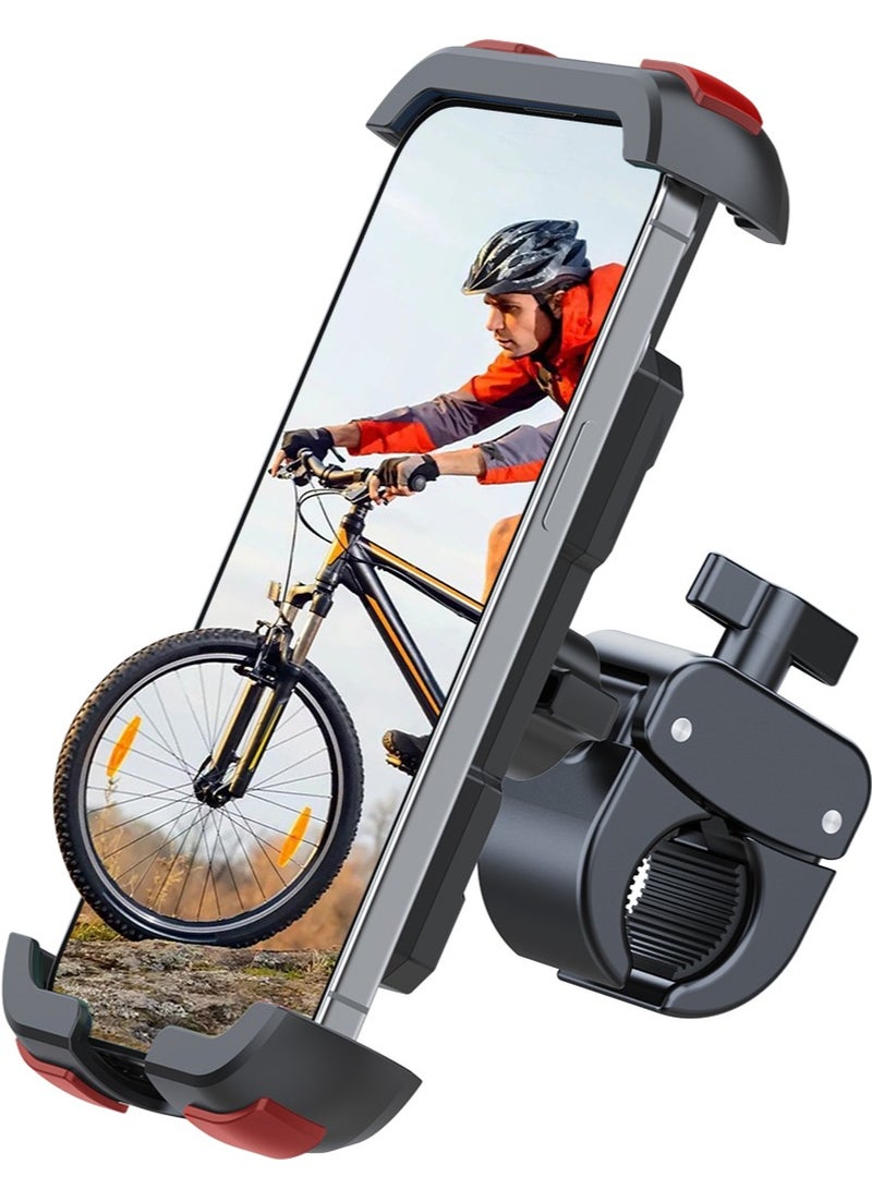 Generic Cycling Phone Mount, Phone holder for bicycle/motorcycle, 360° adjustment, Strong grip arms and base, Navigate rough roads, 4.5-7 inch, Black and Red - Image 1