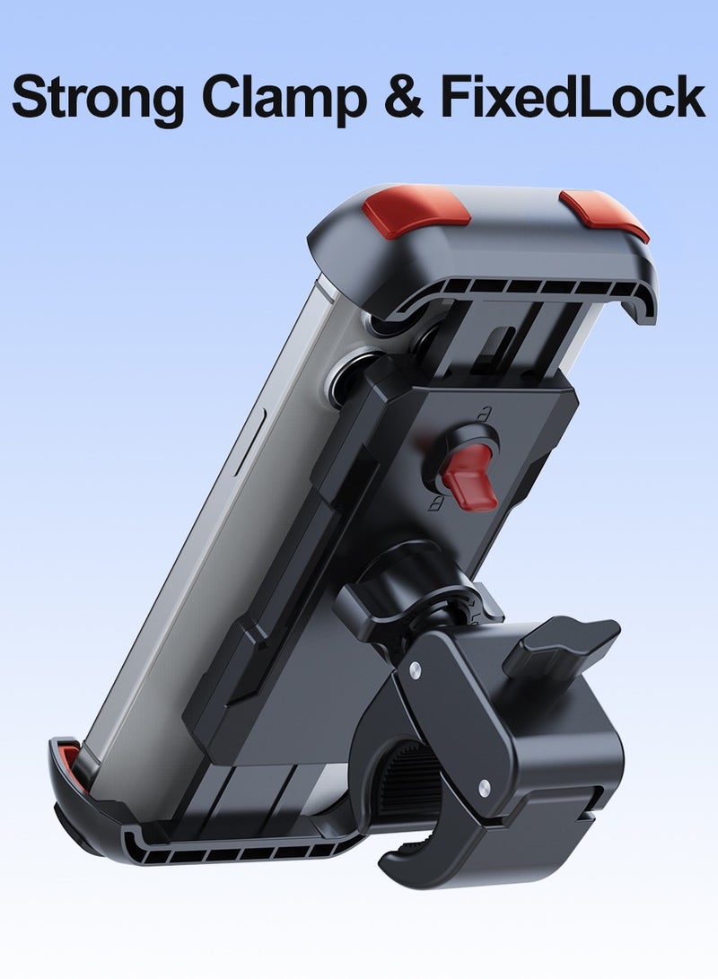 Generic Cycling Phone Mount, Phone holder for bicycle/motorcycle, 360° adjustment, Strong grip arms and base, Navigate rough roads, 4.5-7 inch, Black and Red - Image 4