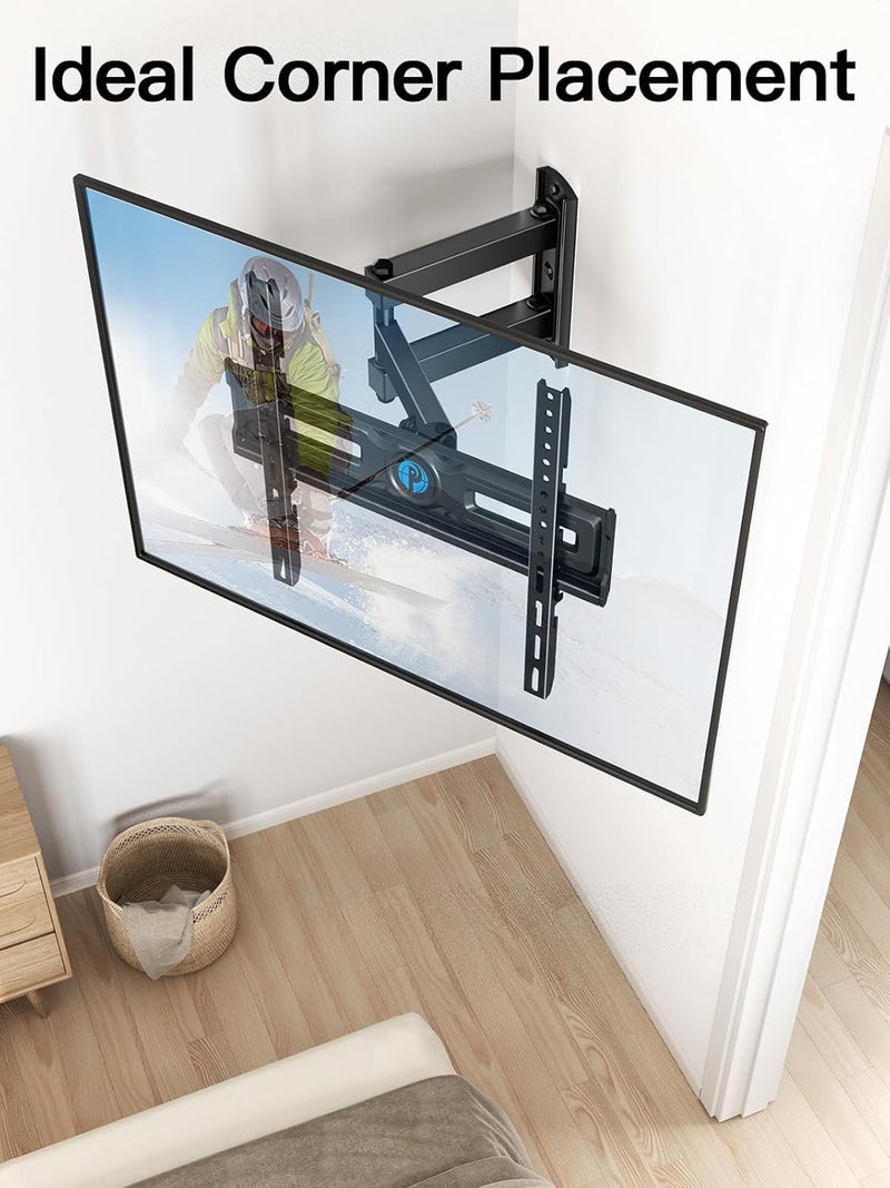 Pipishell Full Motion TV Wall Mount for Most 26-65 inch Flat & Curved TVs up to 77 lbs, Adjustable Bracket Height, Corner TV Mount with Single Articulating Arm, Max VESA 400x400mm, PIMF9 - Image 5