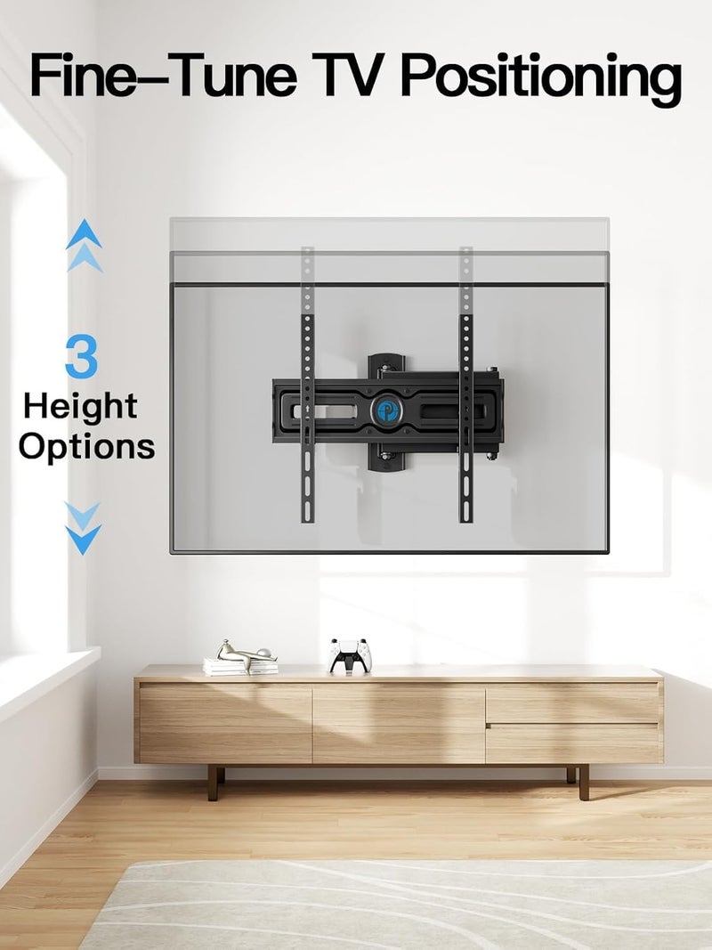 Pipishell Full Motion TV Wall Mount for Most 26-65 inch Flat & Curved TVs up to 77 lbs, Adjustable Bracket Height, Corner TV Mount with Single Articulating Arm, Max VESA 400x400mm, PIMF9 - Image 4
