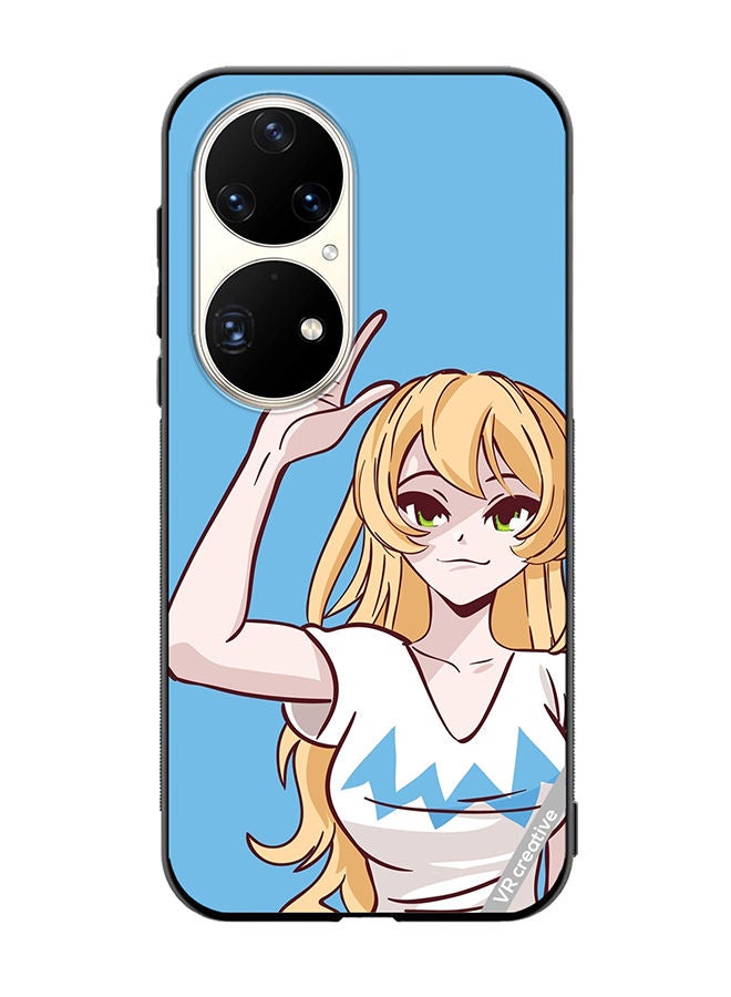 VR CREATIVE Protective Case Cover For Huawei P50 Pro Anime Girl Waving Hand Design Multicolour - Image 1