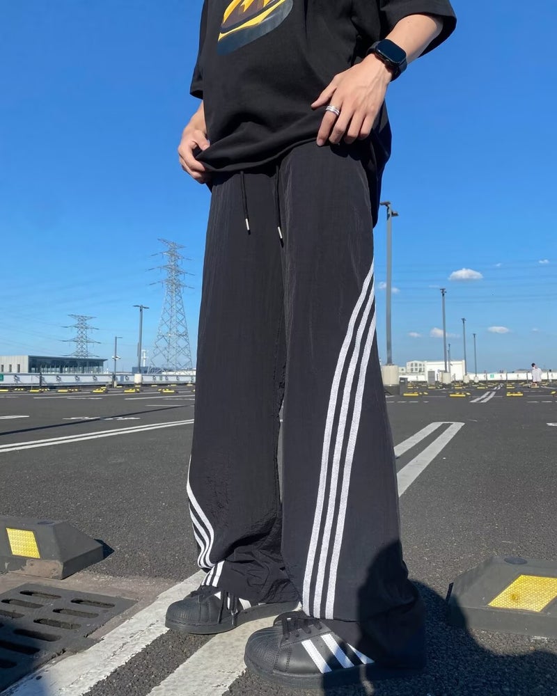 Cross-border European and American Retro Side Striped Sports Pants Y2K Fashion Brand Sweatpants Jogger Casual Pants for Men and Women black stripe 