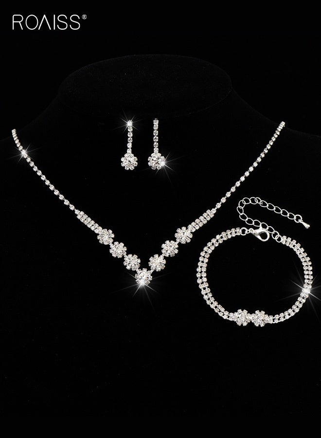 رويس طقم مجوهرات أنيق من ثلاث قطع على شكل زهرة الأقحوان للنساء، يتكون من قلادة وأقراط وأساور من الفضة المطلية بالذهب، مناسب لحفلات الزفاف أو العشاء أو وصيفة العروس أو هدية أنيقة كل يوم - Image 5