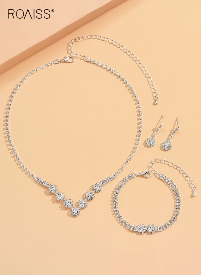 رويس طقم مجوهرات أنيق من ثلاث قطع على شكل زهرة الأقحوان للنساء، يتكون من قلادة وأقراط وأساور من الفضة المطلية بالذهب، مناسب لحفلات الزفاف أو العشاء أو وصيفة العروس أو هدية أنيقة كل يوم - Image 3