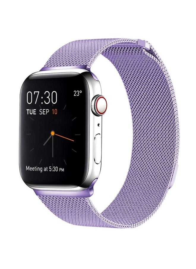 Generic - Replacement Strap Milanese Loop Magnetic Stainless Steel Watch Band for Apple Watch Ultra 49mm&Watch Ultra 2 49mm / Series 9&8&7 45mm / SE 3&SE 2&6&SE&5&4 44mm / 3&2&1 42mm Light Purple - Image 1
