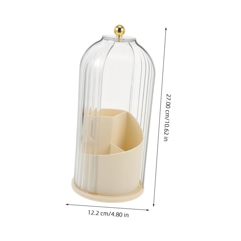 Rotating Birdcage Cosmetic Organizer with Transparent Lid Makeup Storage Vanity Bathroom - Image 4