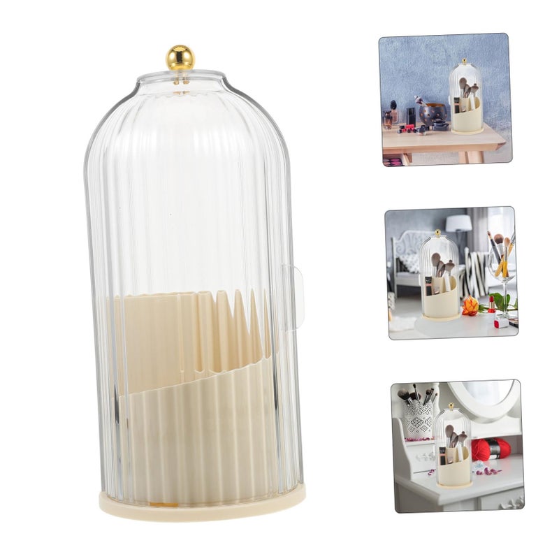 Rotating Birdcage Cosmetic Organizer with Transparent Lid Makeup Storage Vanity Bathroom - Image 3